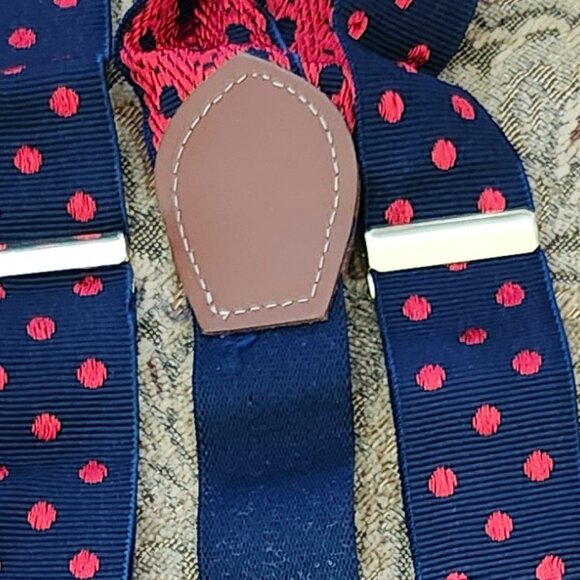 Blue and Red Polka Dot Suspenders - Picture 3 of 3